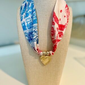 Lonestar Belle Paris Scarf Necklace with Gold Heart Pendant